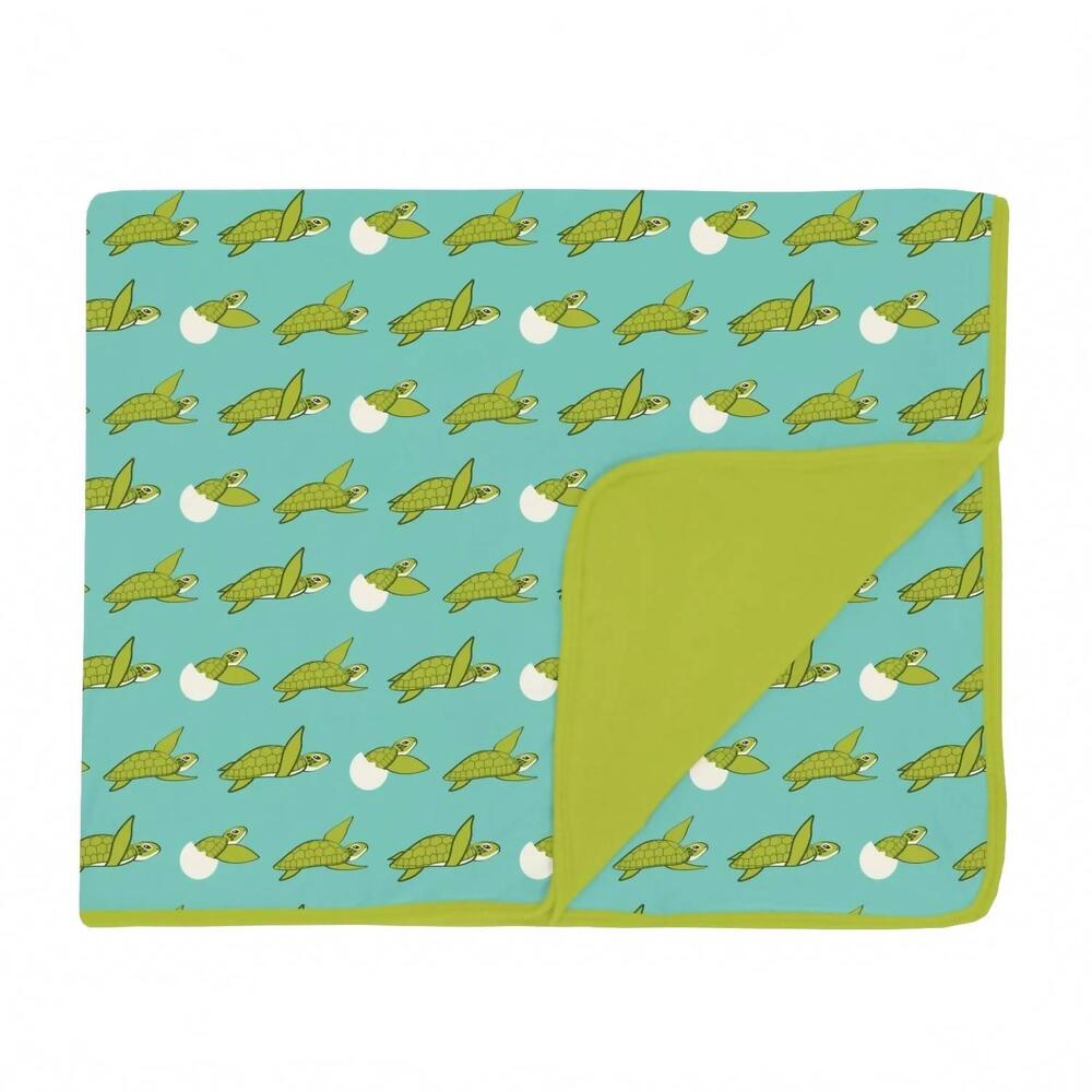 NEW KICKEE toddler viscose blend blanket in glass sea turtle